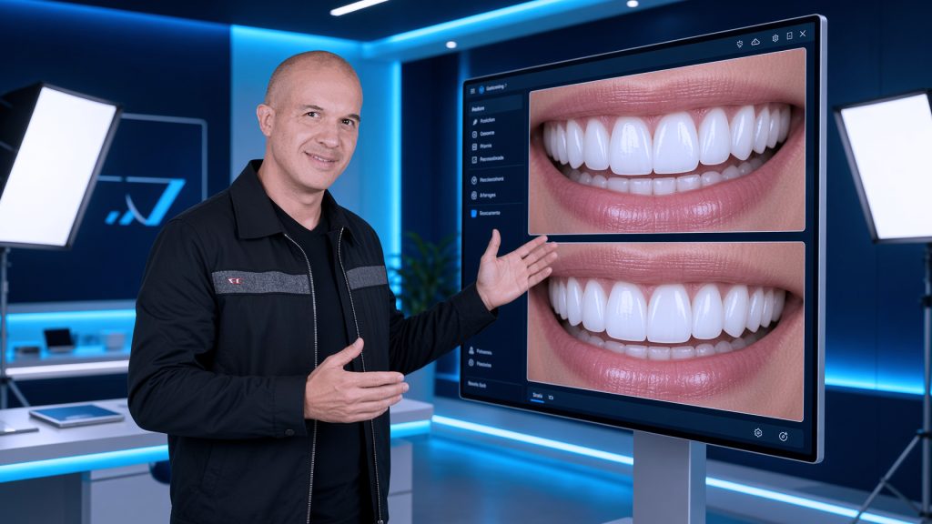 Ricardo Omi explicando un caso clínico de carillas en un curso online de odontología con certificado